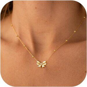 Gold Bow Necklace | Simple & Exquisite 14K Gold Plated Choker